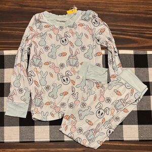 Bamboo Bunny Easter Kids Pajamas set 4T new